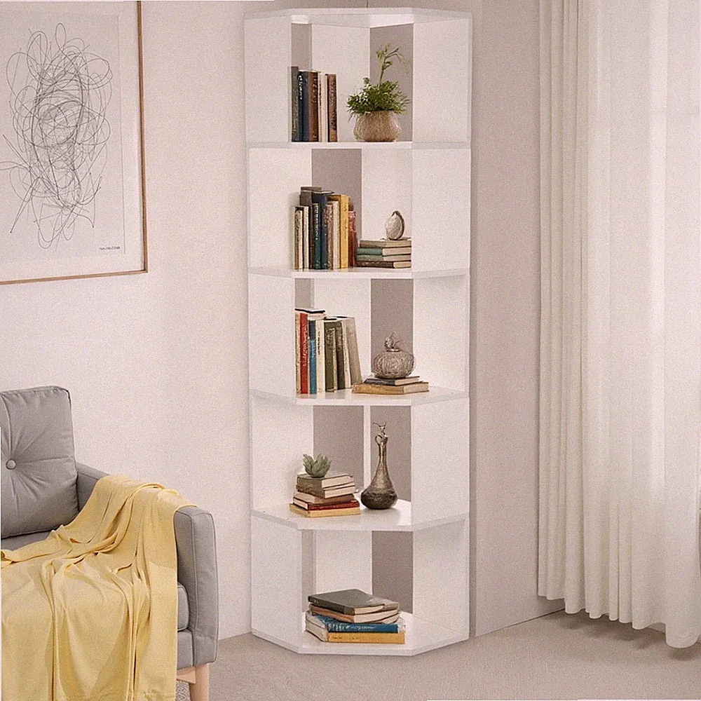 Eckregal Bücherregal Standregal 5 Fächer Küchenregal Badregal Spanplatte 159CM