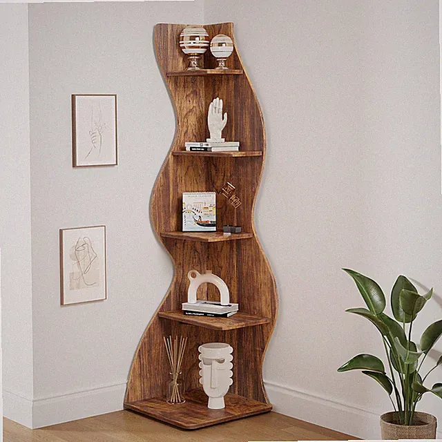 Eckregal Bücherregal stehend Regal Ecke Standregal Braun 5 Ebenen 178cm