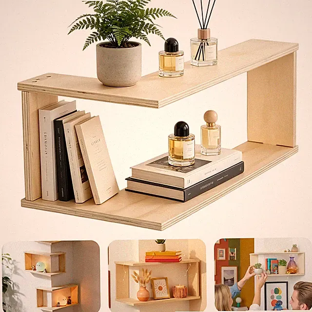 Eckregal Bücherregal Wandregal Freistehend Schwebend Wandmontiert Für Wohnzimmer