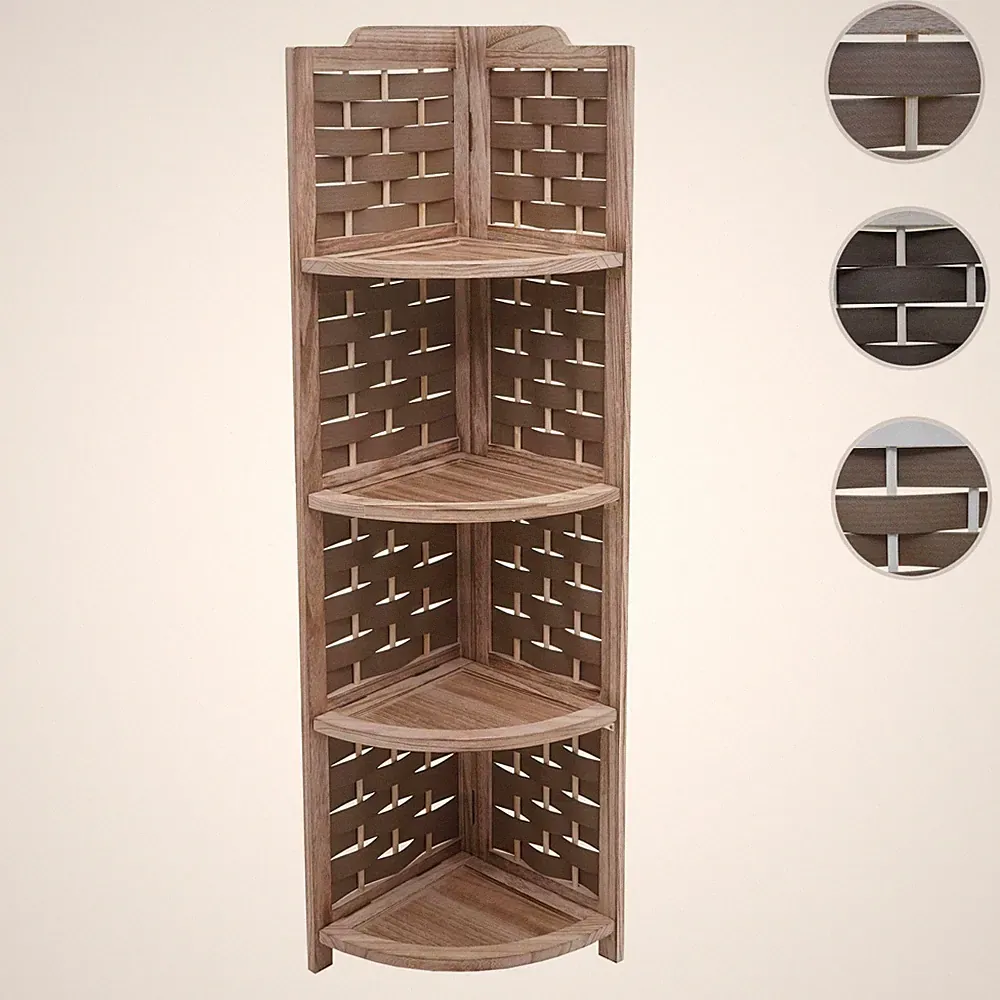 Eckregal HWC-K85, Regal Standregal, klappbar 4 Ablagen, Geflecht Holz 110cm