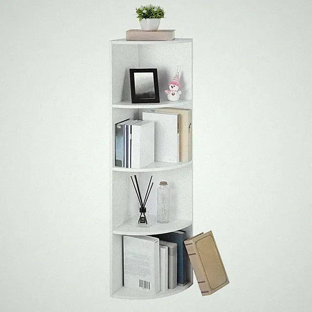 Eckregal mit 4 Ebenen, freistehende Aufbewahrungsregale, Bücherregal aus Holz...