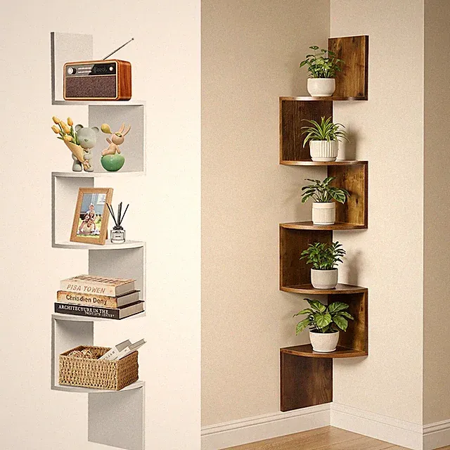 Eckregal Zickzack Holz Wandregal Bücherregal Hängeregal Wandboard Schweberegal