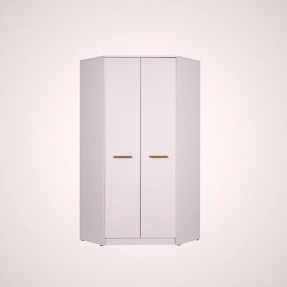 Eckschrank, 91x195cm Kleiderschrank Grant 08N- mit 2 Kleiderstangen und Fächer