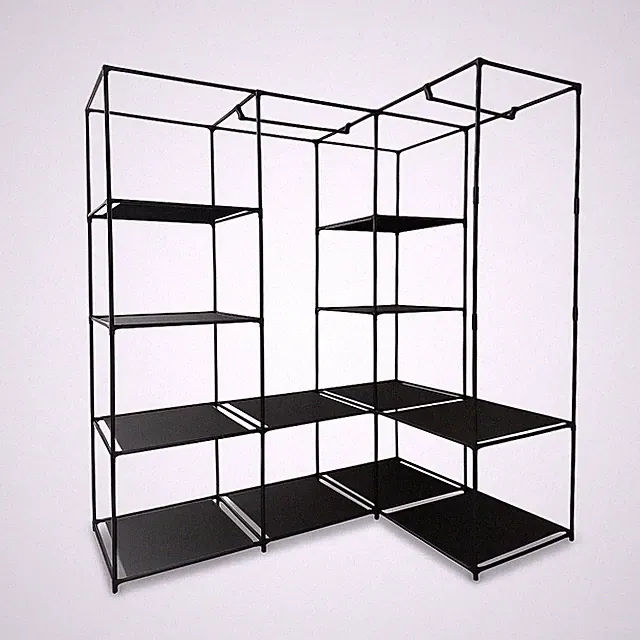 Eckschrank Eckkleiderschrank Eckregal Stoffschrank Kleiderschrank offen schwarz