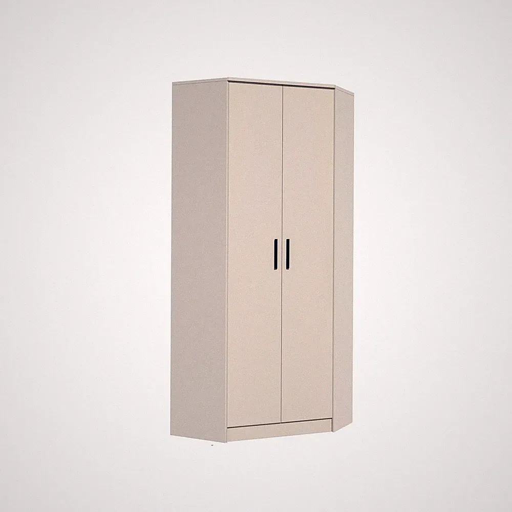 Eckschrank Grant 08C, 91x185cm Kleiderschrank mit 2 Kleiderstangen und 10 Fächer