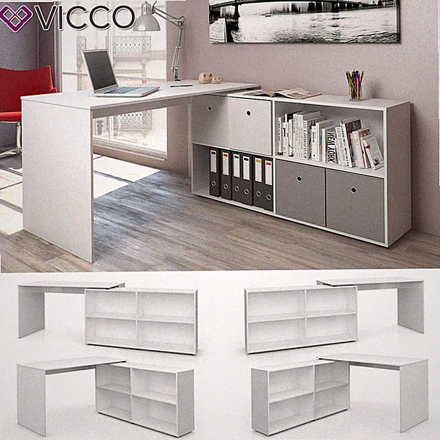 Eckschreibtisch Computer Bürotisch PC Schreibtisch Flexplus Weiß Vicco