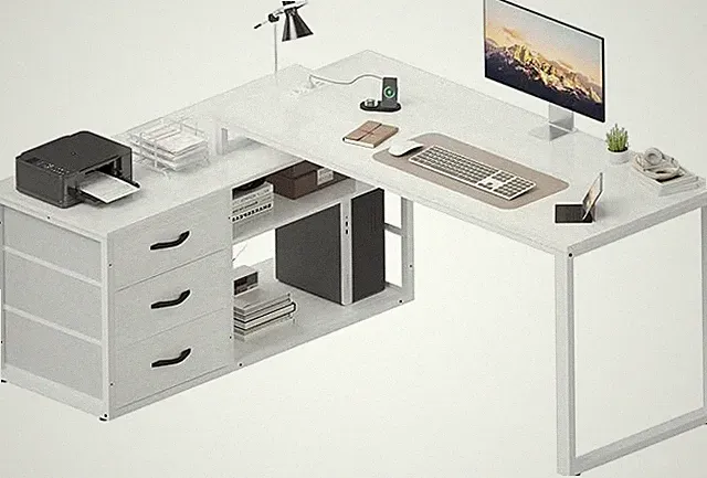 Eckschreibtisch L Form Schreibtisch Computertisch Bürotisch Umkehrbar 140X105cm