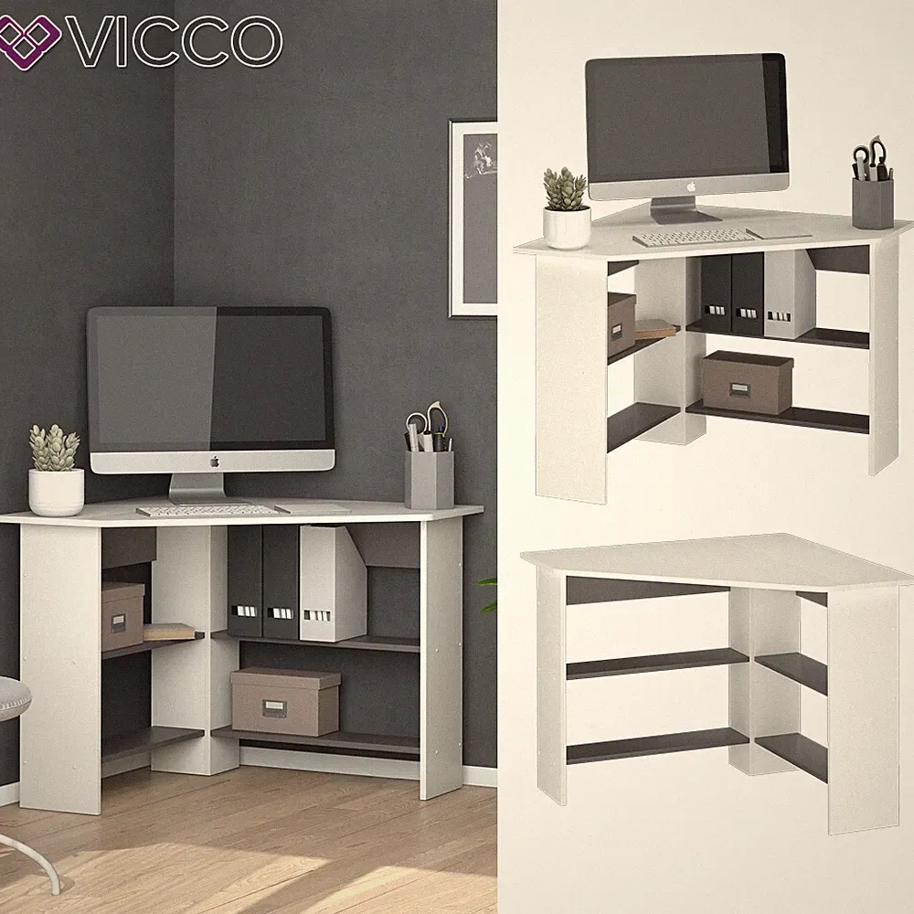 Eckschreibtisch Schreibtisch Bürotisch Arion 90x90cm weiß Computertisch Vicco
