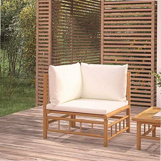 Ecksitz aus Bambus helle edle Kissen Outdoor modular