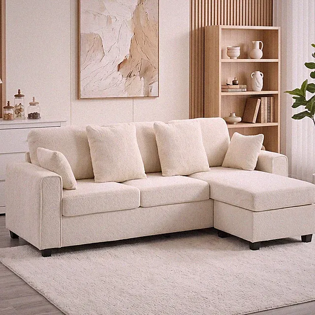 Ecksofa 235,5cm L-Form Sofa 3-Sitzer mit umkehrbarer Chaiselongue Refurbished