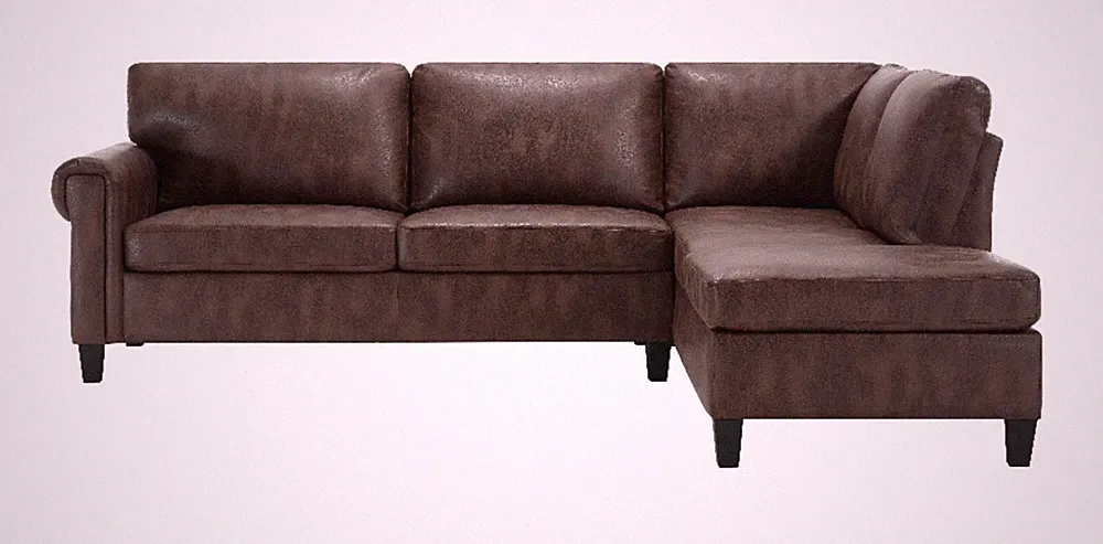 Ecksofa Braun Stoff Sofa modern minimalistisch Wohnzimmer komfortabel elegant