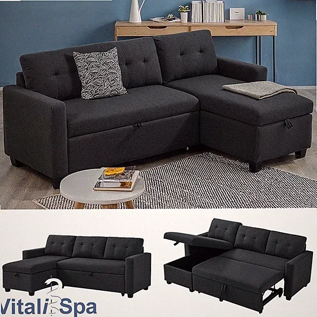 Ecksofa Campina Anthrazit 226 x 161 cm L-Form VitaliSpa