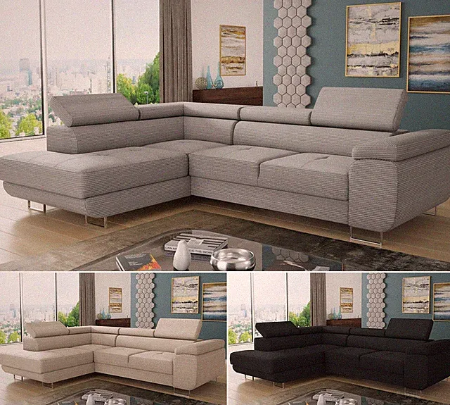 Ecksofa Caris Schlaffunktion CORD STOFF, bettkasten, bettsofa, Wohnlandschaft