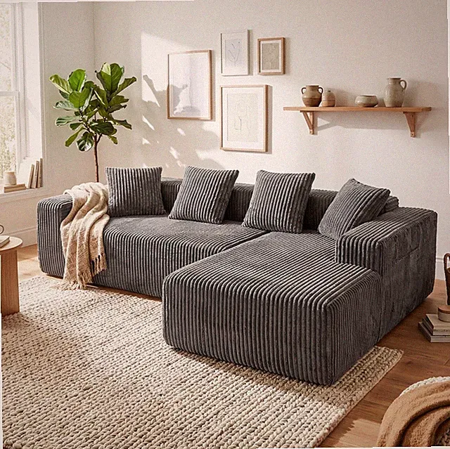 Ecksofa Corduroy L-Form Elegante Eckcouch Sofa Couchgarnitur Modern Wohnzimmer