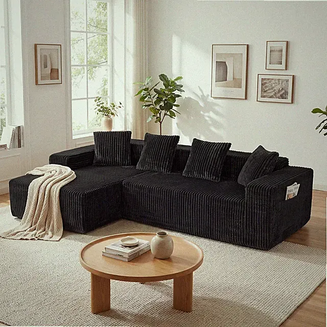 Ecksofa Corduroy L-Form Elegante Eckcouch Sofa Schlafsofa Modern Wohnzimmer DE