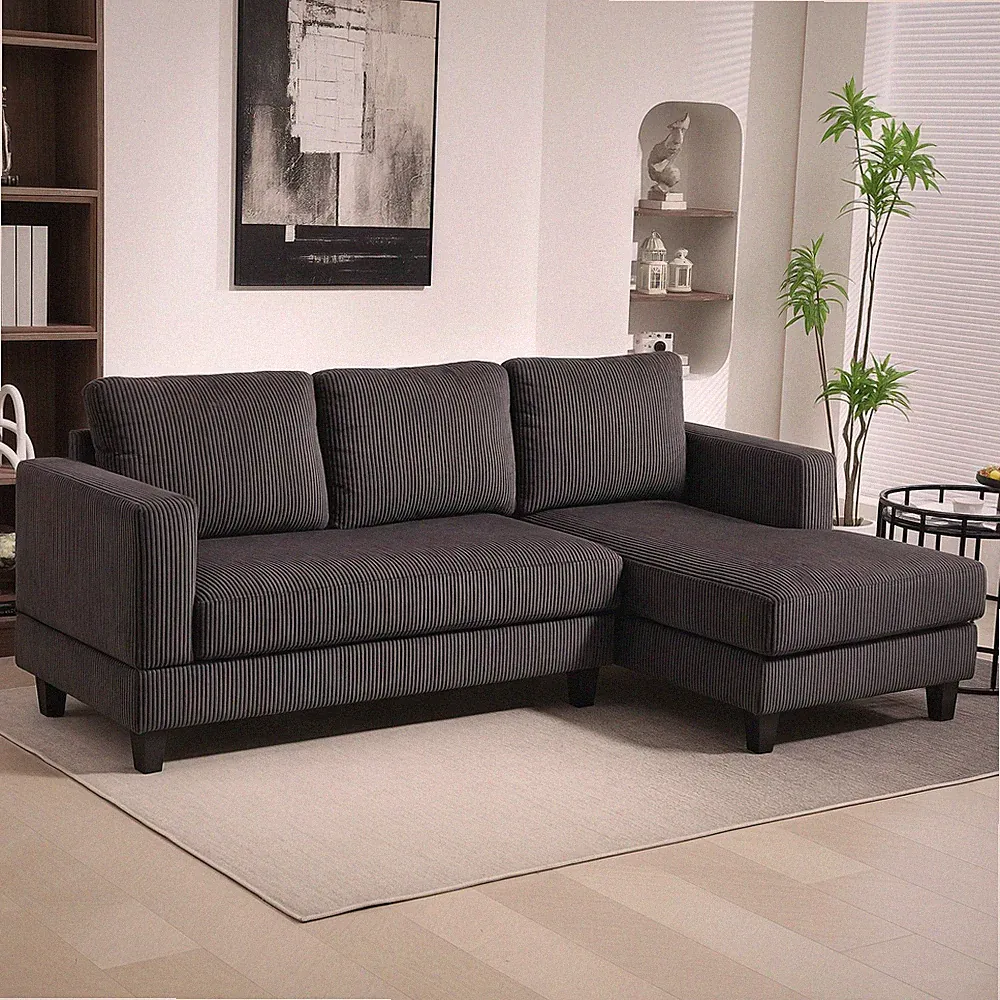 Ecksofa Couch mit Chaiselongue Sofa L Form Gepolsterte Eckcouch Refurbished