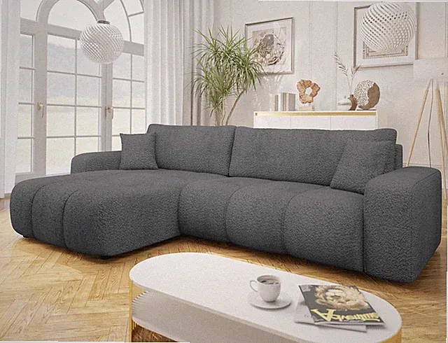 Ecksofa Furyn L Maxi Boucle⭐️ Eckcouch Polstersofa Schlaffunktion Bettkasten ⭐️