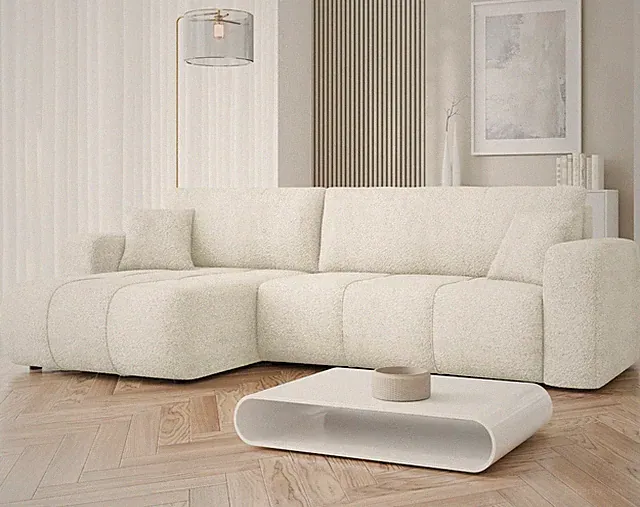 Ecksofa Furyn L Maxi Boucle⭐️ Eckcouch Polstersofa Schlaffunktion Bettkasten ⭐️