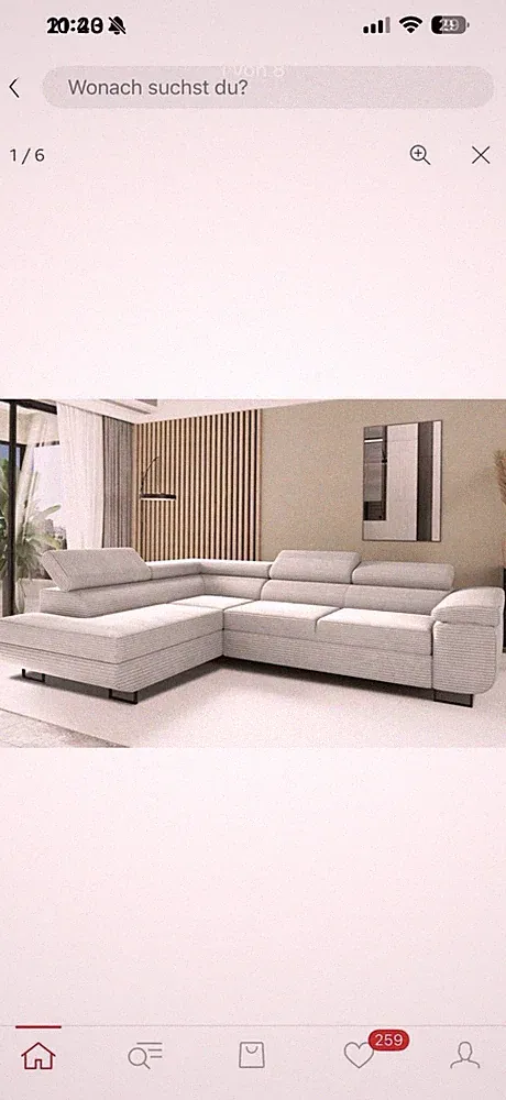Ecksofa L-Form Rechts mit Funktion Cord Sofa Couch