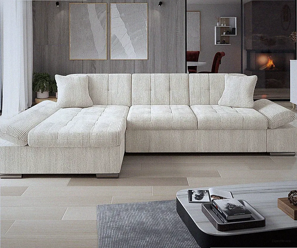 Ecksofa Malwi Cord mit Schlaffunktion und Bettkasten Schlafsofa Couchgarnitur
