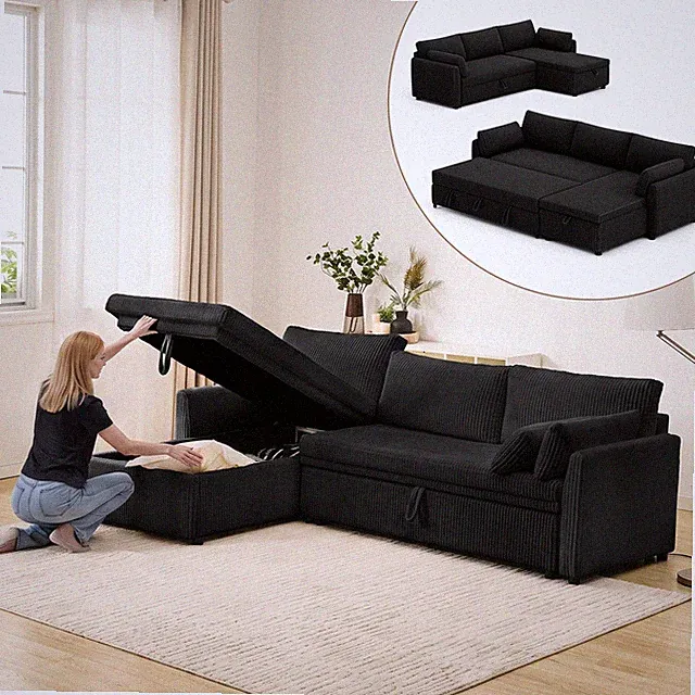 Ecksofa mit Bettkasten Couch Sofa L-Form Schlafsofa Liegefläche Nosagfederung DE