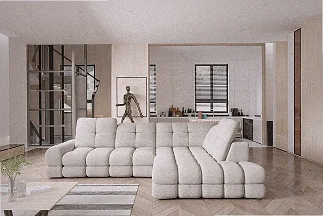 Ecksofa mit Schlaffunktion Dual L-Form Sofa mit Bettfunktion Bequem Gesteppt 11