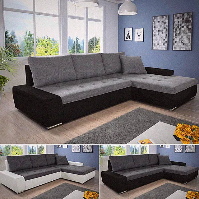 Ecksofa mit Schlaffunktion Faris - Couch mit Bettkasten, Sofagarnitur, Eckcouch