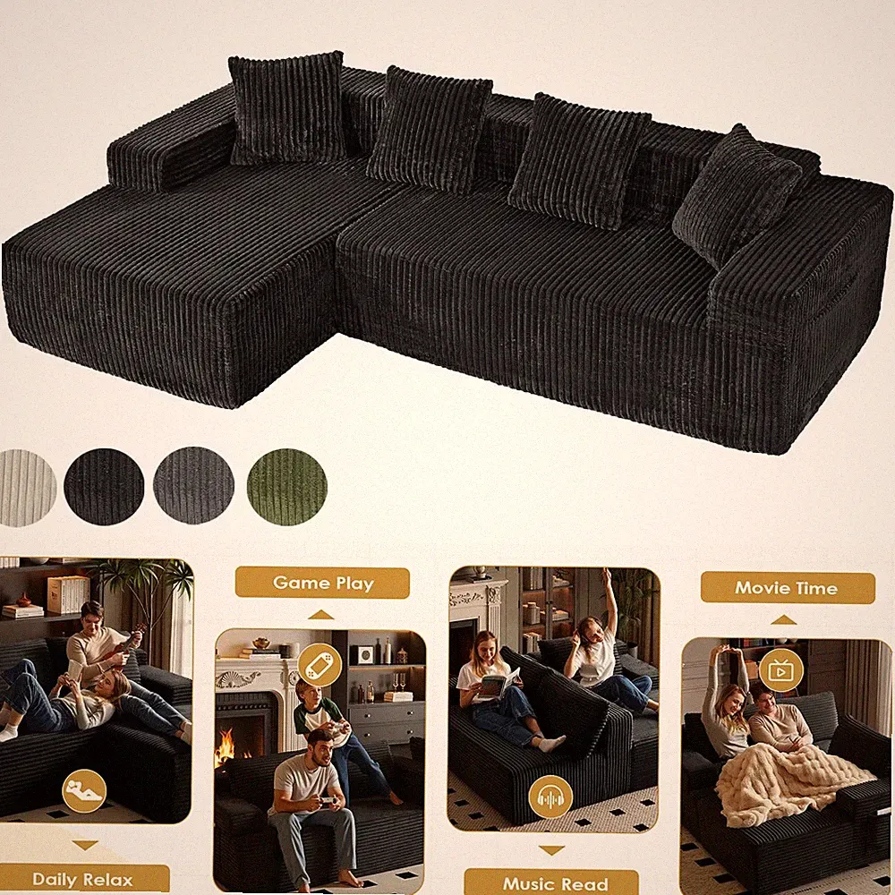 Ecksofa mit Schlaffunktion L-Form 261 cm Schlafsofa Eck Couch Modulares Sofa