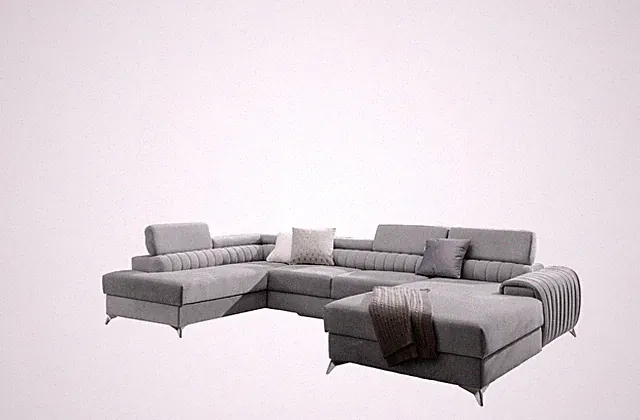 Ecksofa mit Schlaffunktion Luca Wohnlandschaft U-Form XXL Sofa Groß Gesteppt 23