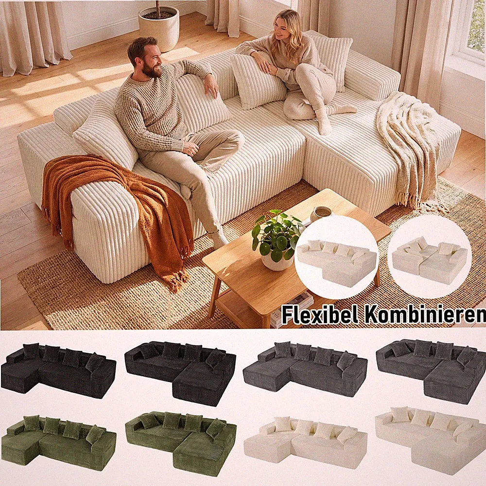 Ecksofa mit Schlaffunktion, Schlafsofa, L-Form Modulares Sofa mit Chaiselongue
