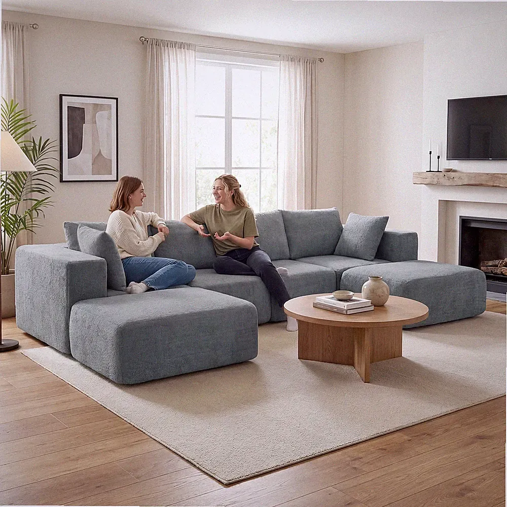 Ecksofa mit Schlaffunktion, U-Form 294 cm Sofa Couch Refurbished