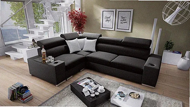 Ecksofa mit Schlaffunktion und Bettkasten Plato Schlafsofa L-Form Sofa Klein 26