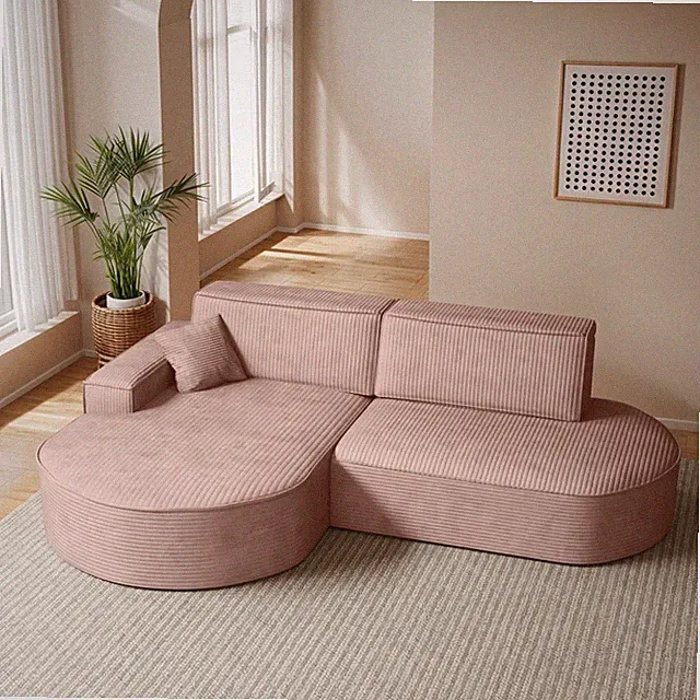 Ecksofa Modena Pro mit Schlaffunktion und Bettkasten stoff Poso Rosa Links