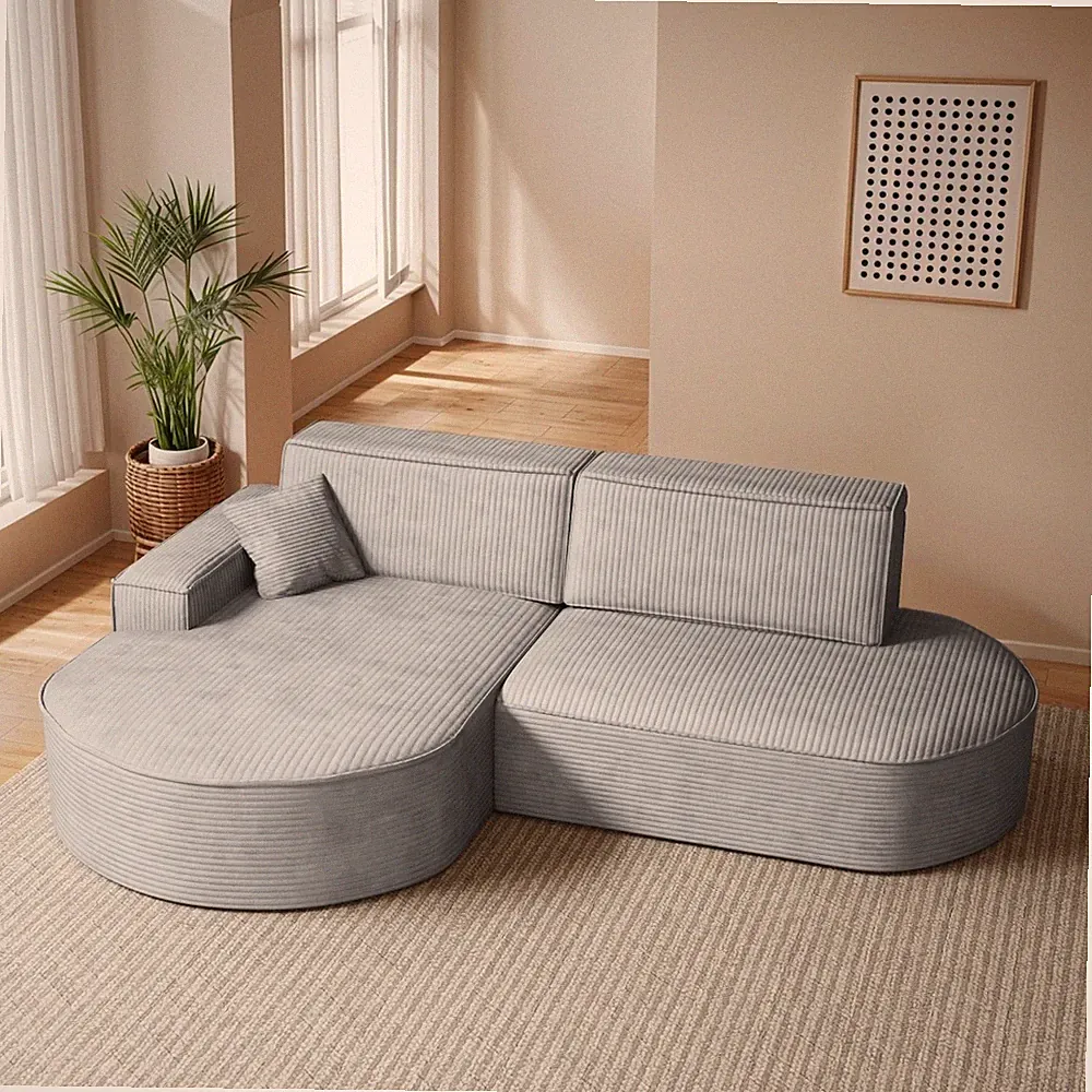 Ecksofa Modena Pro mit Schlaffunktion und Bettkasten stoff Poso Silber Links
