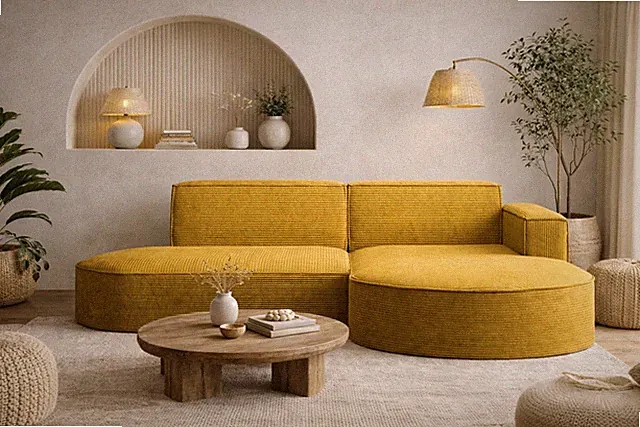 Ecksofa Modena Studio Gelb Rechts