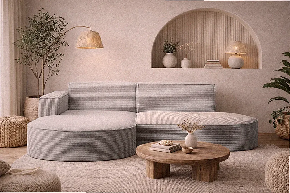 Ecksofa Modena Studio Hellgrau Links