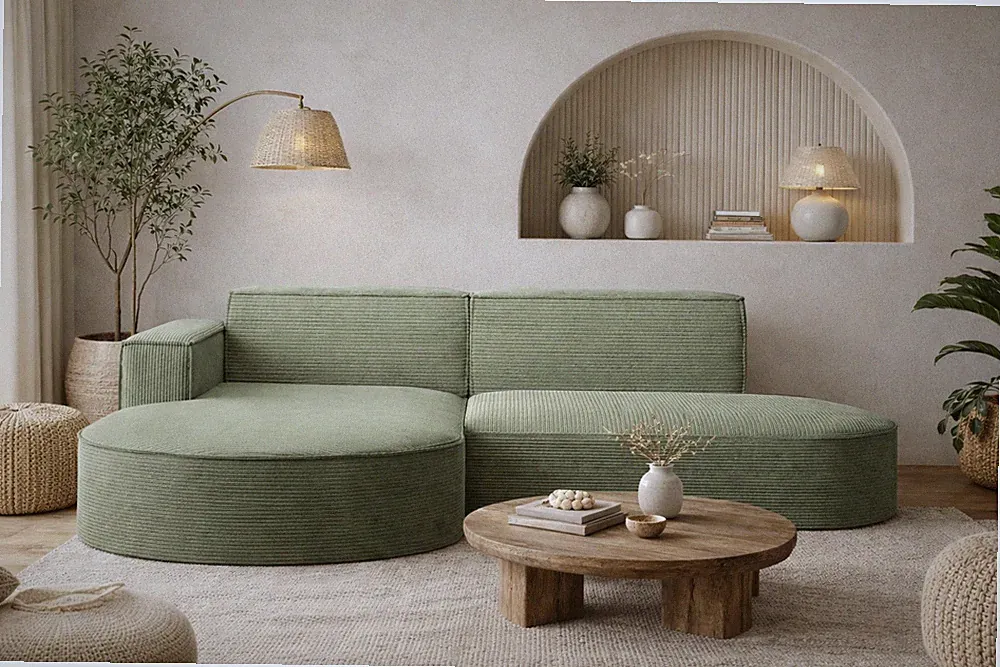 Ecksofa Modena Studio Hellgrün Links