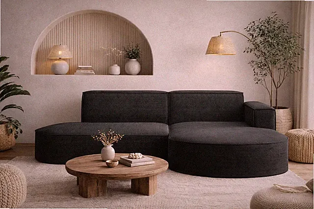 Ecksofa Modena Studio Schwarz Rechts