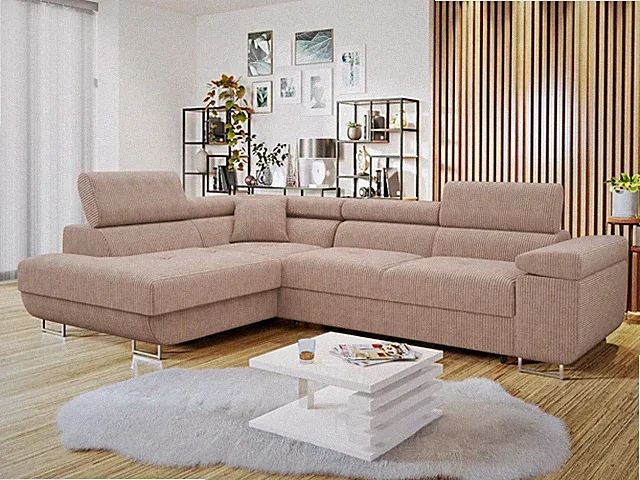 Ecksofa Pikano Cord Eckcouch mit Bettkasten Polstersofa Schlaffunktion M24