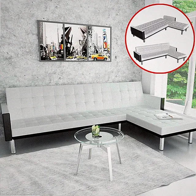Ecksofa Schlaffunktion Schlafsofa Sofagarnitur Kunstleder Schwarz/ Weiß vidaXL