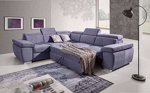 Ecksofa Schlafsofa ROXI Violett Kurze Schenkel Links