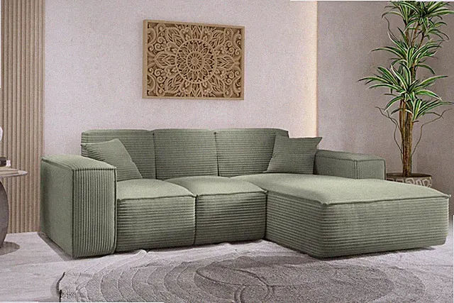 Ecksofa Siena L-form Hellgrün Rechts