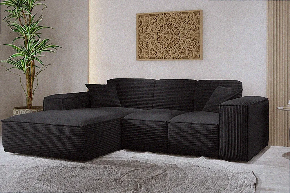 Ecksofa Siena L-form Schwarz Links