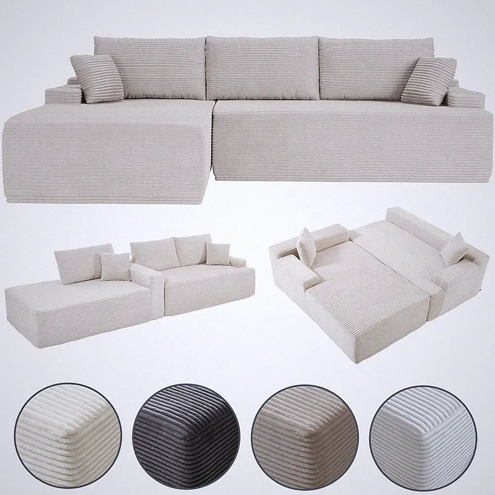 Ecksofa Sofa Couch Cordsofa modular Kissen Modulsofa Cord Wohnzimmer Juskys®