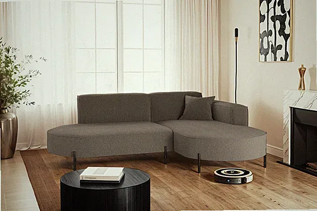 Ecksofa, Sofa L-Form Designer Modena Rein stoff Quelle Braun Rechts