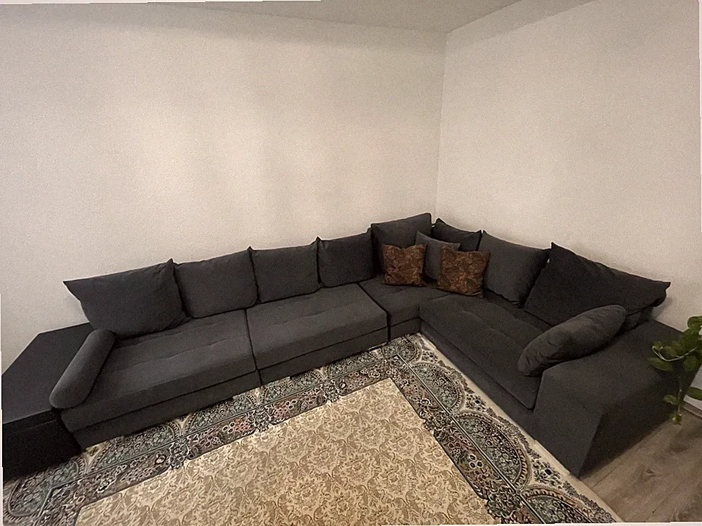 Ecksofa Vale L-Form, incl. Couchtisch, Steppung im Sitzbereich, Federkern