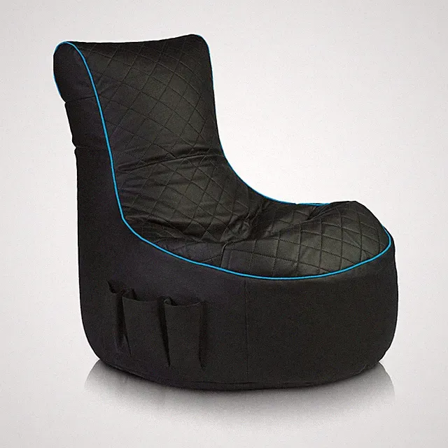 Ecopuf - Gaming Pouf Sessel Sack aus gestepptem Kunstleder mit hoher Rückenlehne
