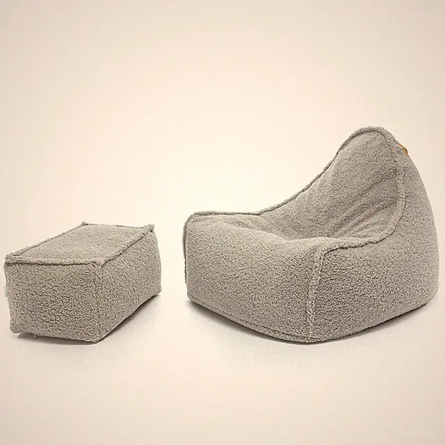 Ecopuf - Sitzsack mit Fußstütze aus Bouclé mit hoher Rückenlehne - Keiko-Bukla