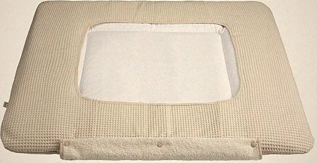 Edda Lou Wickelauflage mit Entenmuster, ecrufarben 90 x 80cm mit Frotteehandtuch