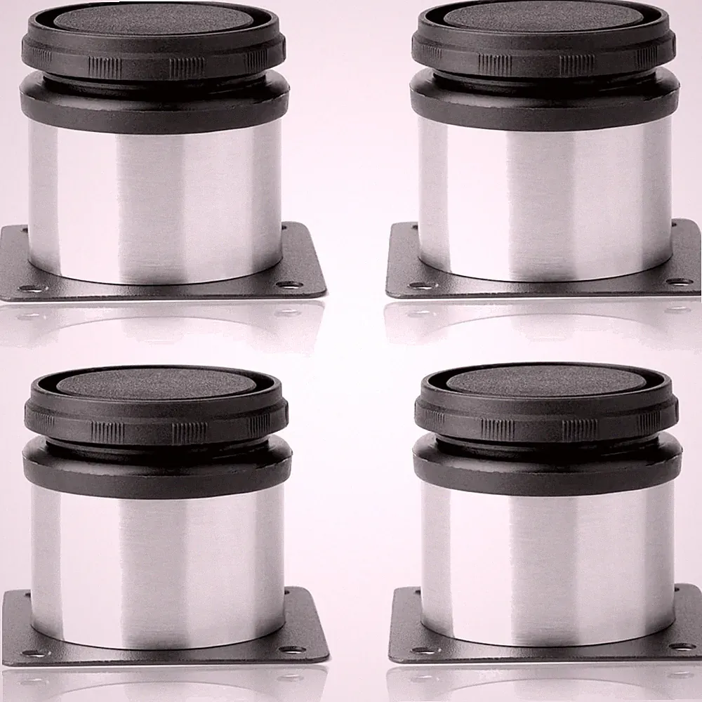 Edelstahl Füße Küchenmöbel verstellbar rund 50x50mm Schwarz Silber Set